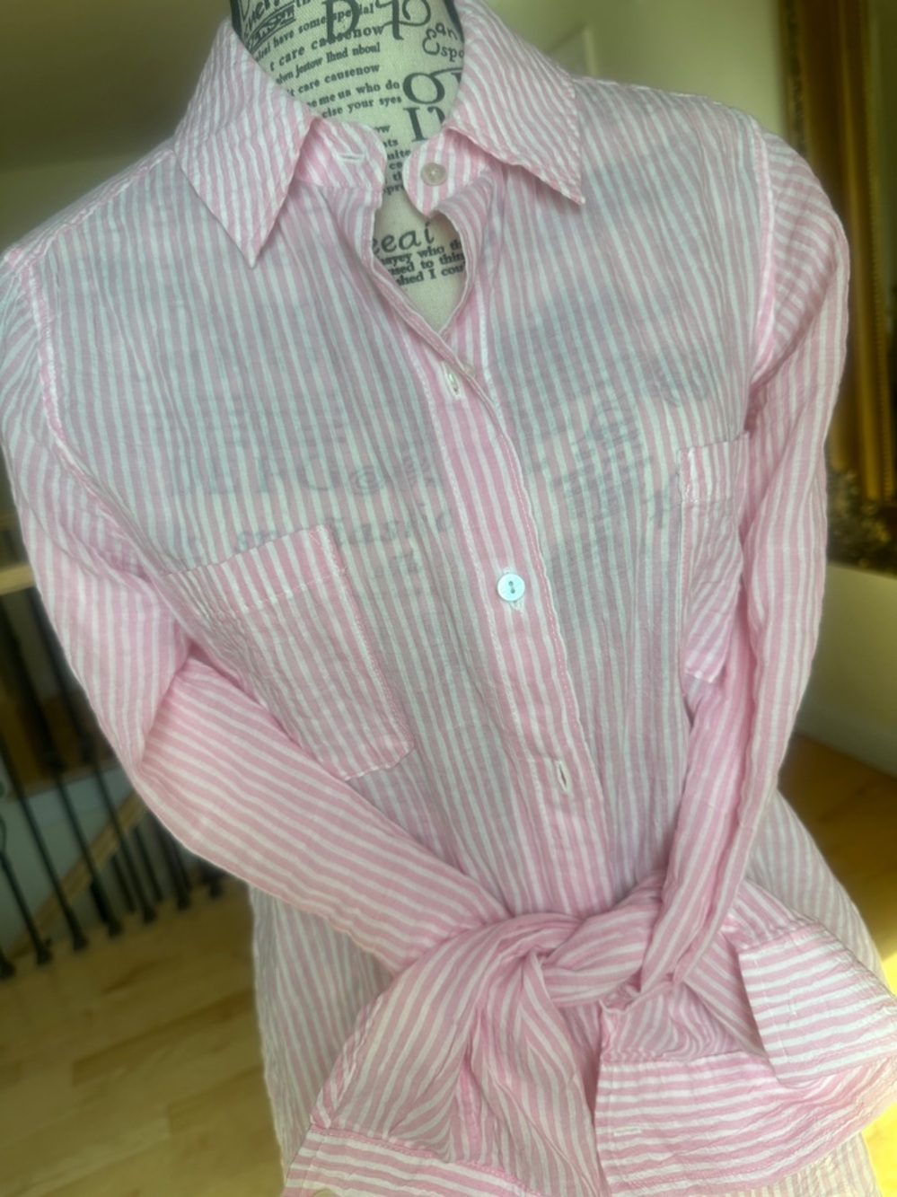 Lilly Pulitzer Pink and White Striped Shirt - Picture 2 of 12